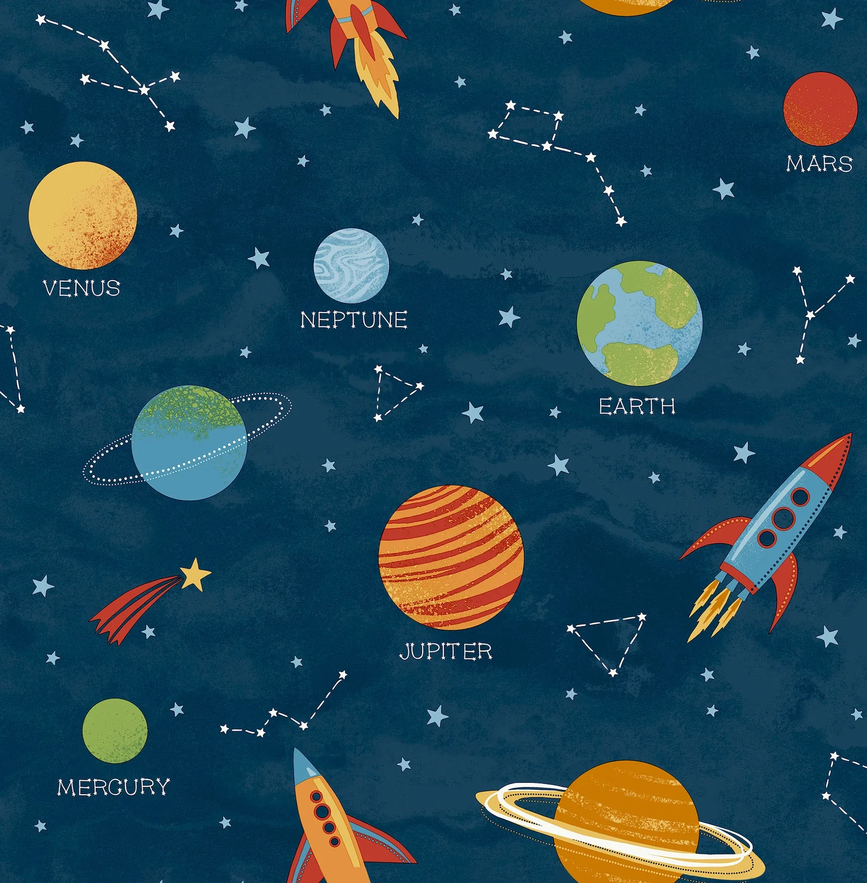 Brewster Home Fashions Solar System Blue Outer Space Wallpaper - SKU 4203-27595