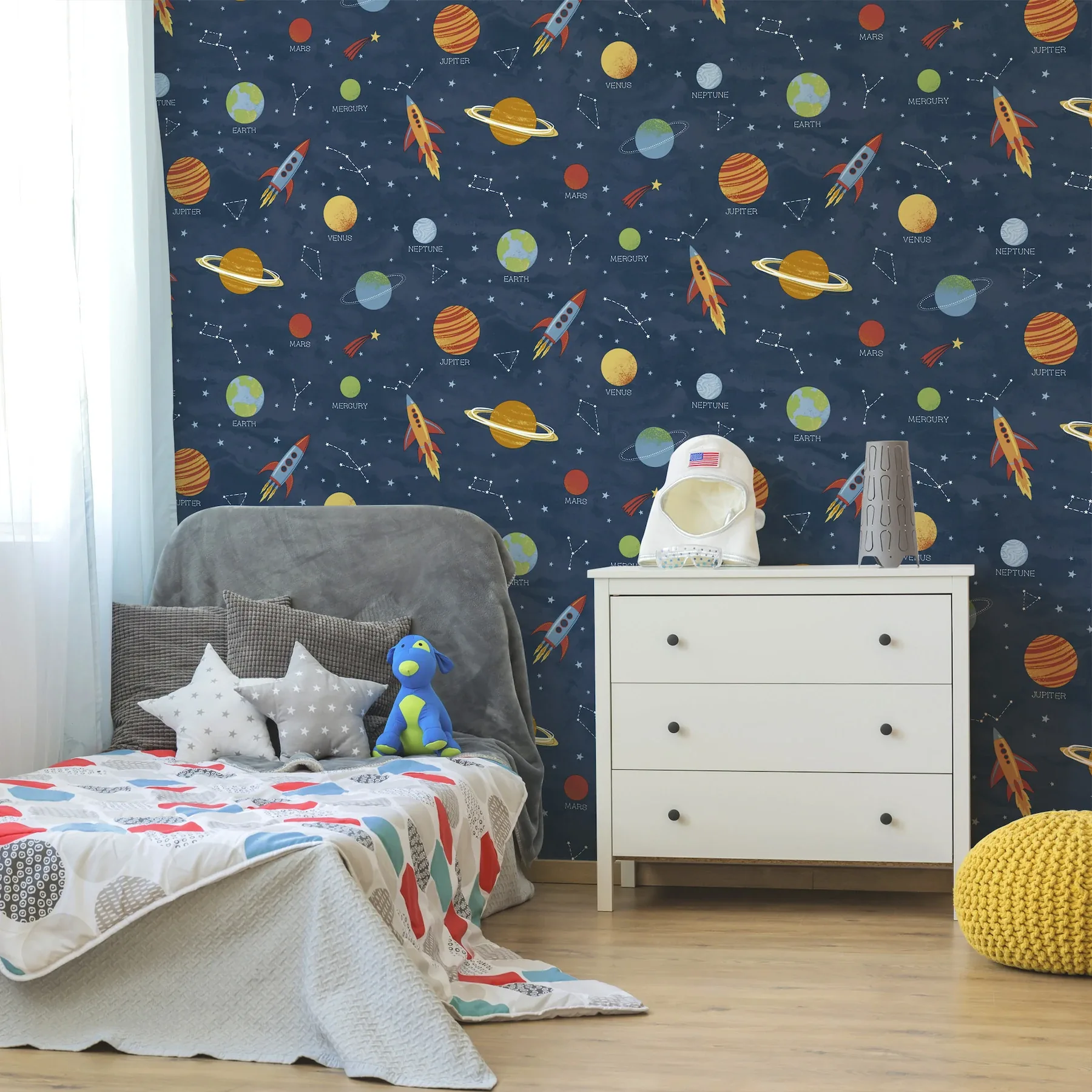 Brewster Home Fashions Solar System Blue Outer Space Wallpaper - SKU 4203-27595