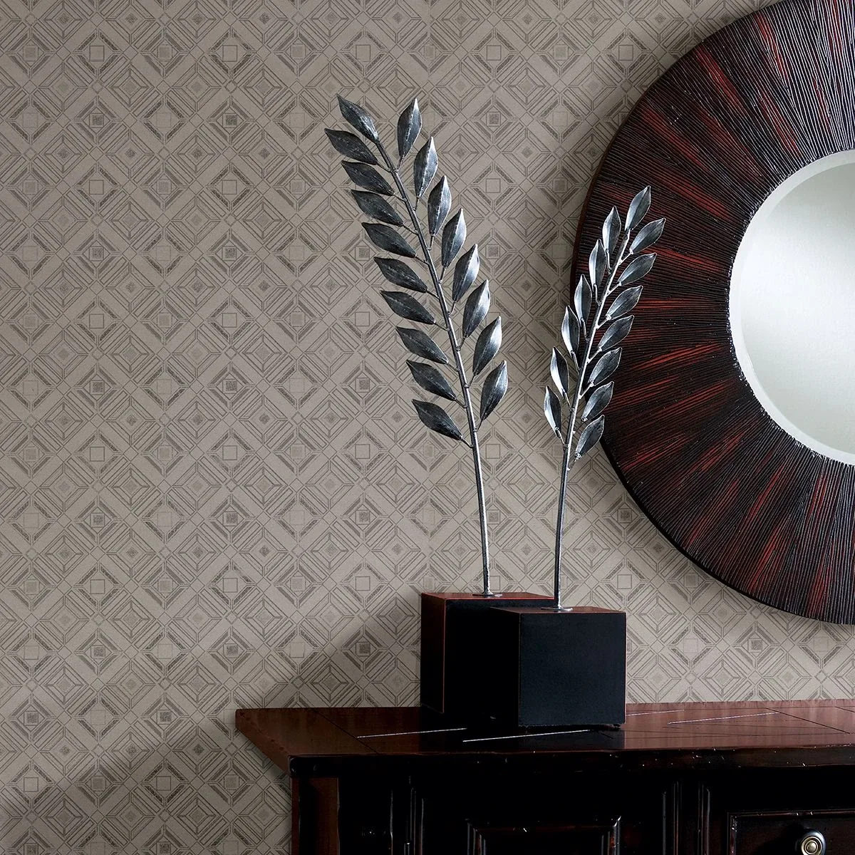Brewster Home Fashions Sonic Light Grey Geometric Wallpaper | Wallpaper Twins Brewster Home Fashions Sonic Light Grey Geometric Wallpaper - SKU 2927-20501