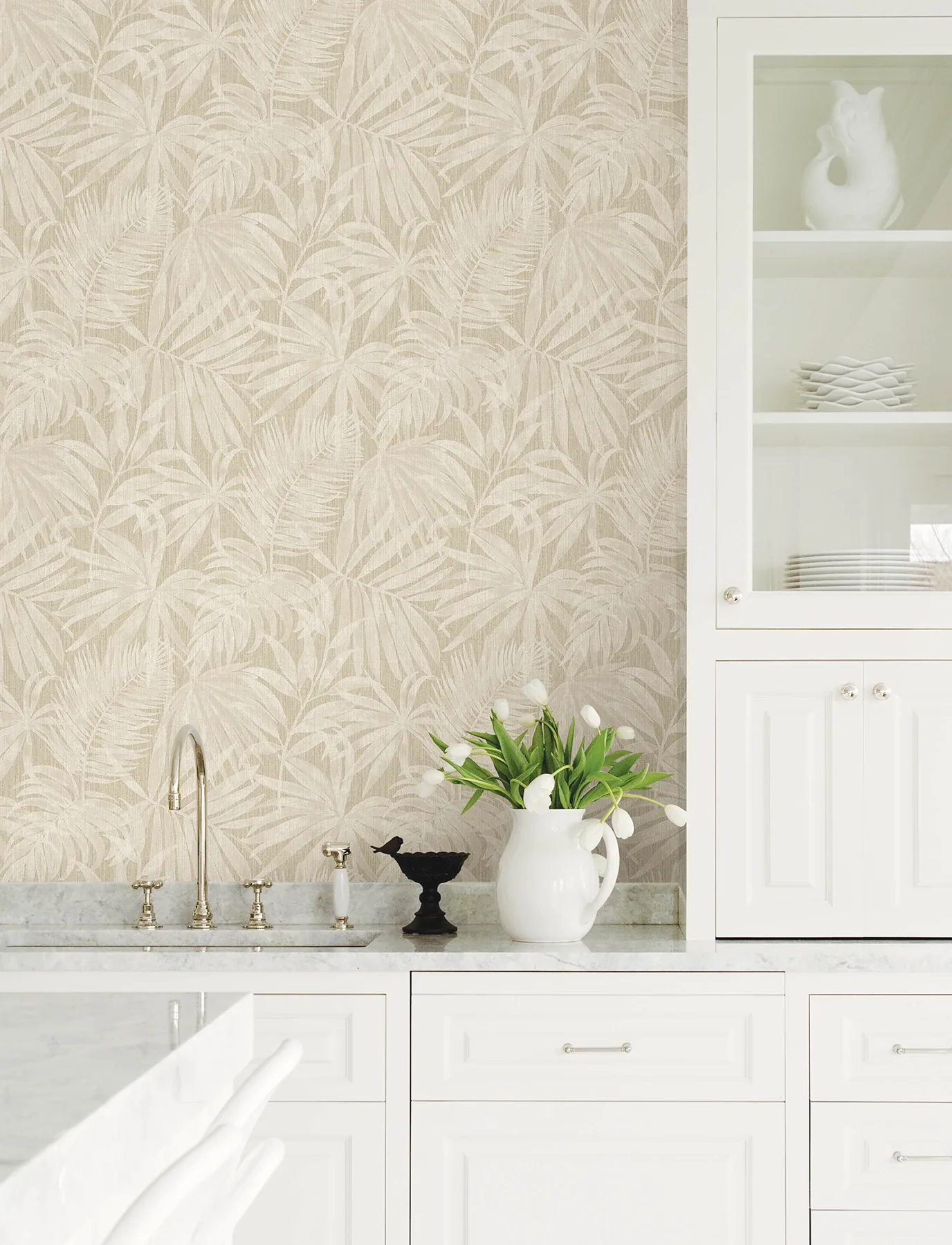 Brewster Home Fashions Sonny Beige Fronds Wallpaper - SKU 4191-83025
