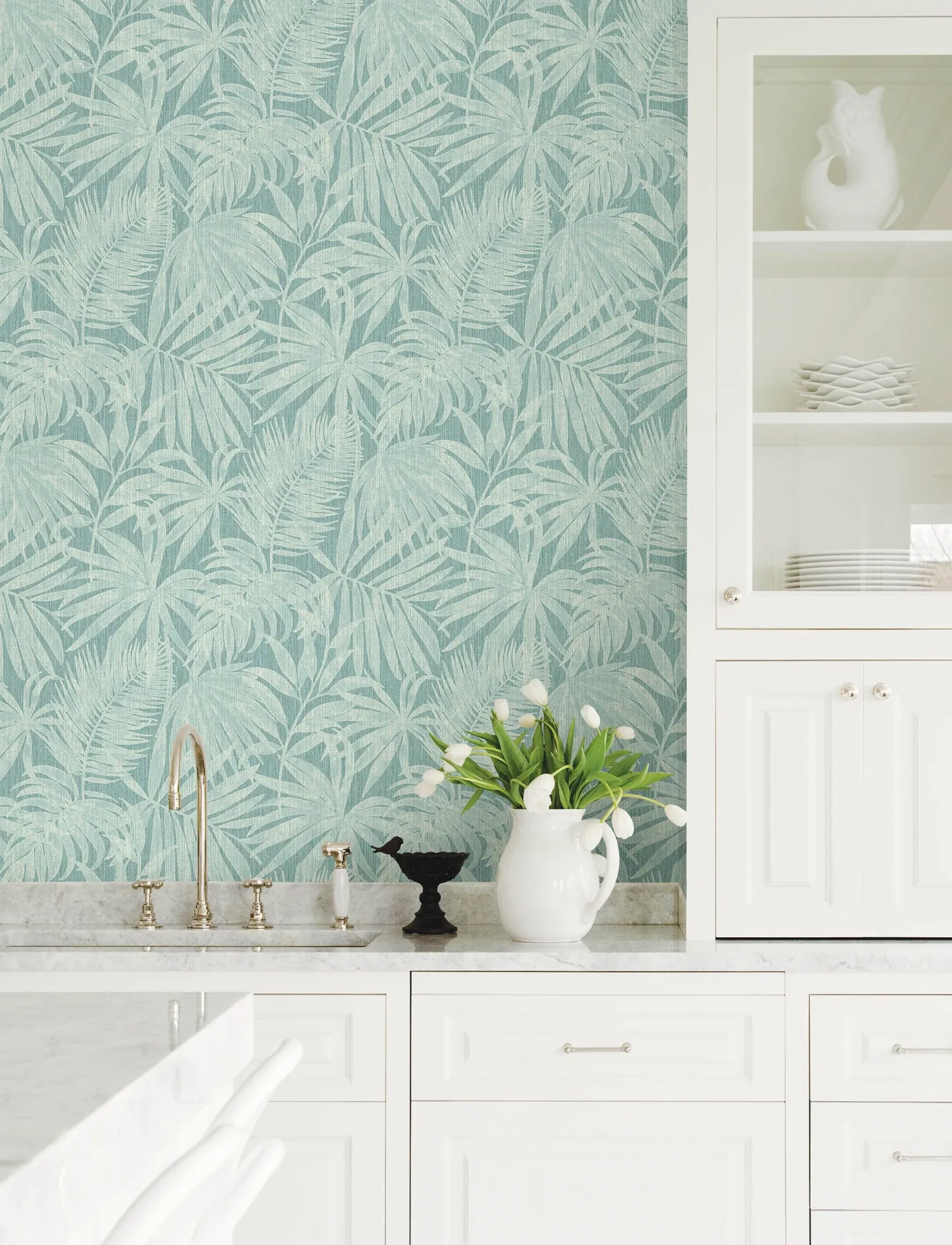 Brewster Home Fashions Sonny Light Blue Fronds Wallpaper - SKU 4191-83026