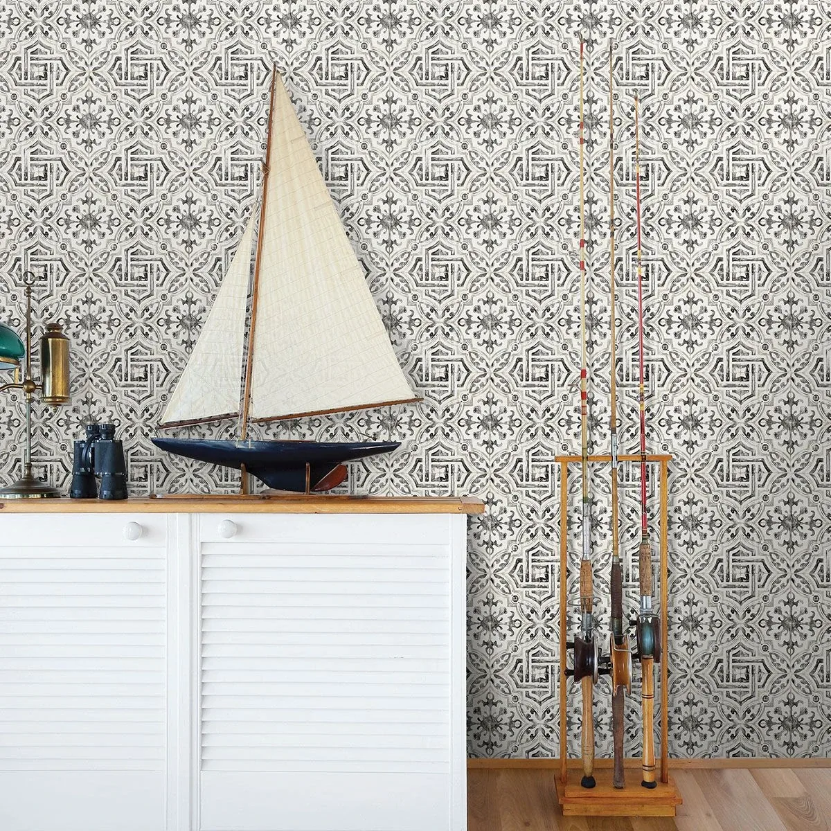 Brewster Home Fashions Sonoma Black Beach Tile Wallpaper - SKU 3120-12331