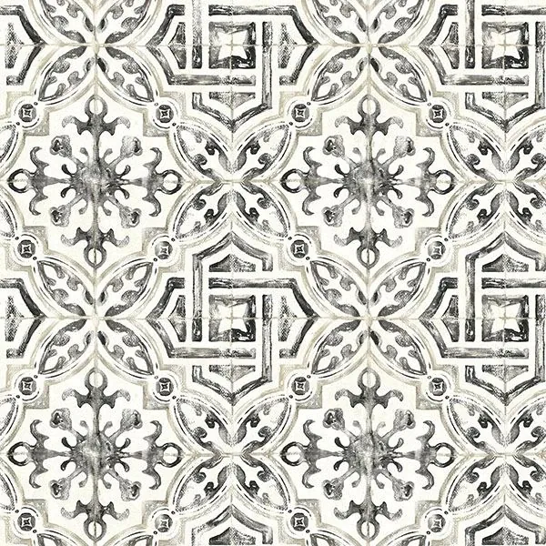 3117-12331 | Sonoma Black Spanish Tile Wallpaper
