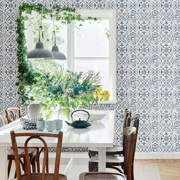 Brewster Home Fashions Sonoma Blue Spanish Tile Wallpaper - SKU 3117-12332