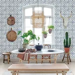 Brewster Home Fashions Sonoma Blue Spanish Tile Wallpaper - SKU 3117-12332