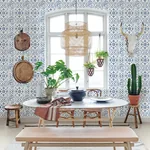 Brewster Home Fashions Sonoma Blue Spanish Tile Wallpaper - SKU 3123-12332
