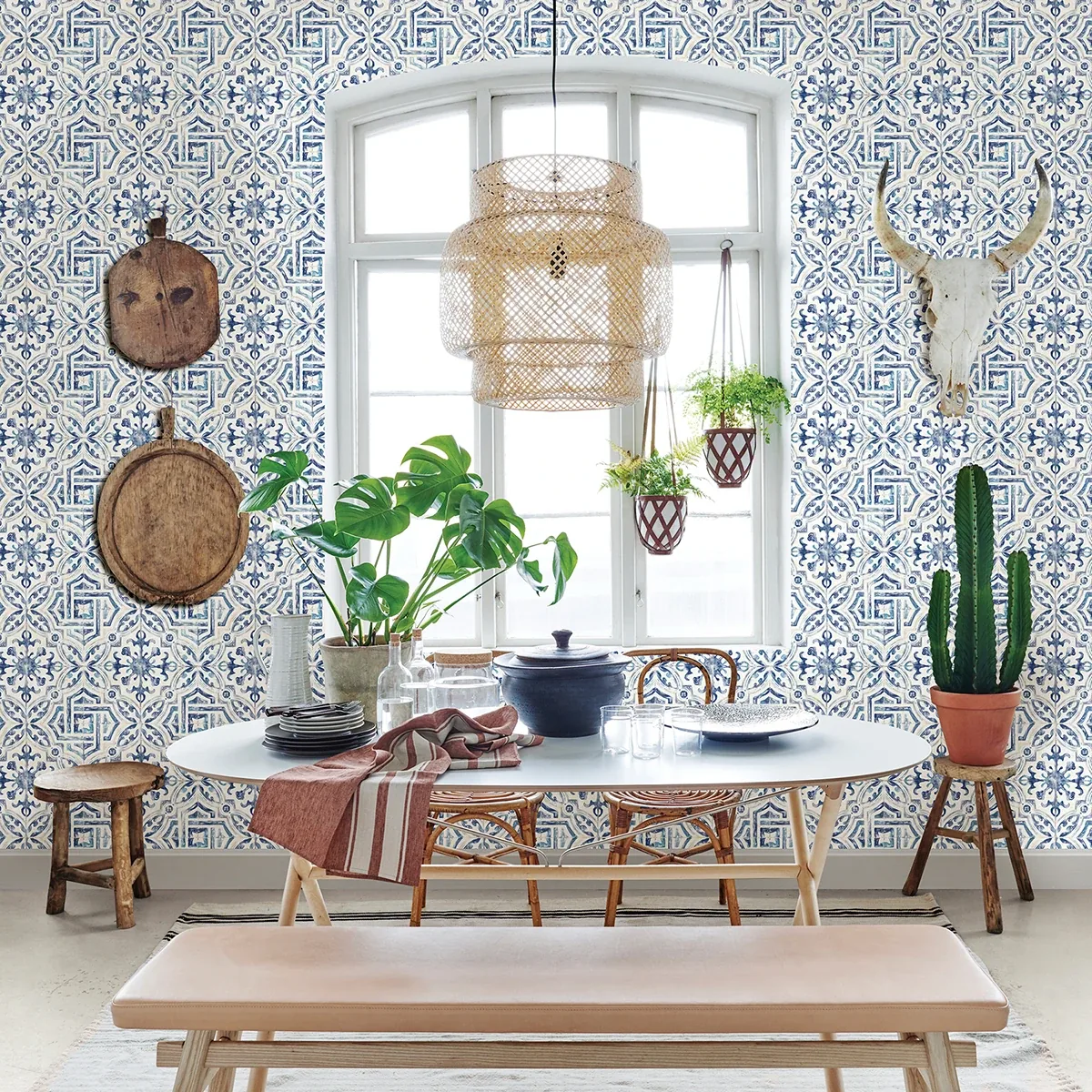 Brewster Home Fashions Sonoma Blue Spanish Tile Wallpaper - SKU 3123-12332