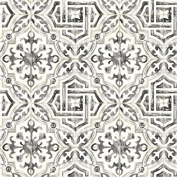 2904-12331 | Sonoma Charcoal Spanish Tile Wallpaper