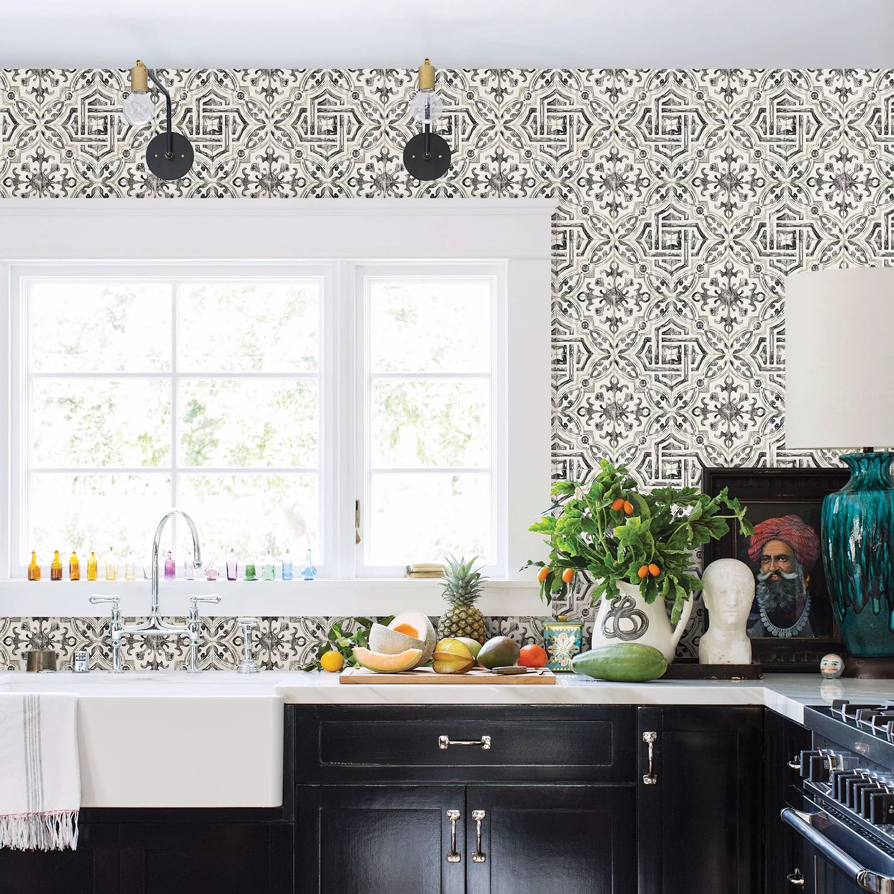 Brewster Home Fashions Sonoma Charcoal Spanish Tile Wallpaper - SKU 2904-12331