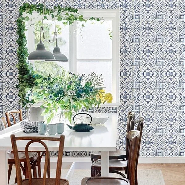 Brewster Home Fashions Sonoma Navy Spanish Tile Wallpaper - SKU 2904-12332