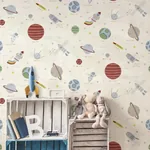 Brewster Home Fashions Space Adventure Beige Outer Space Wallpaper - SKU 4203-27596