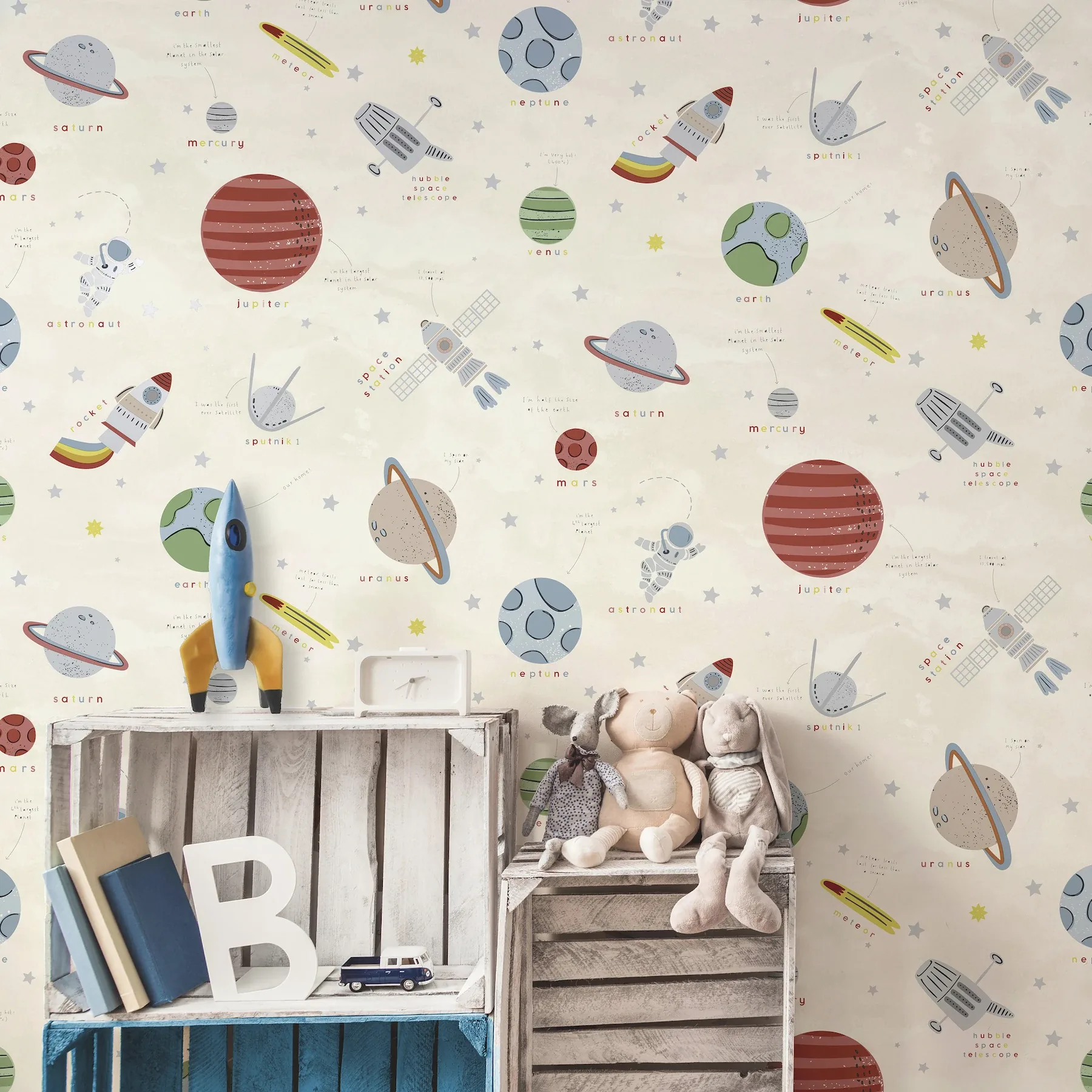 Brewster Home Fashions Space Adventure Beige Outer Space Wallpaper - SKU 4203-27596