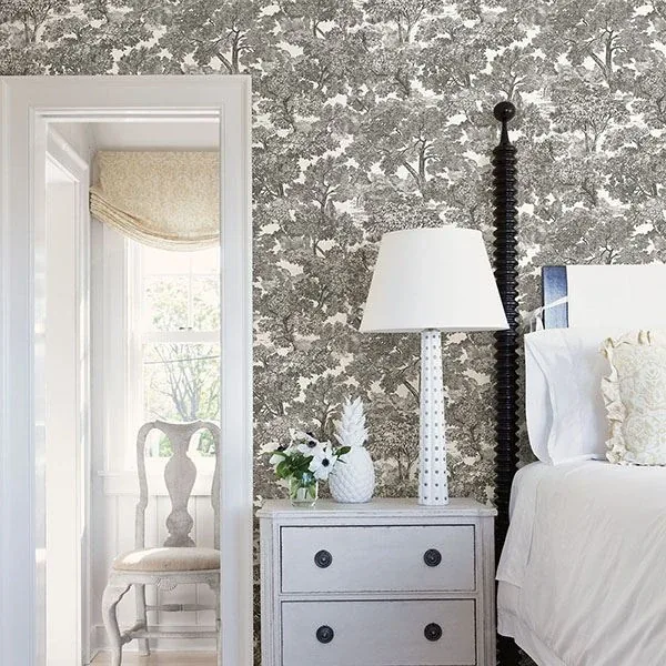 Brewster Home Fashions Spinney Black Toile Wallpaper - SKU 3115-12542