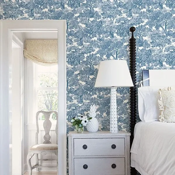 Brewster Home Fashions Spinney Blue Toile Wallpaper - SKU 3115-12543