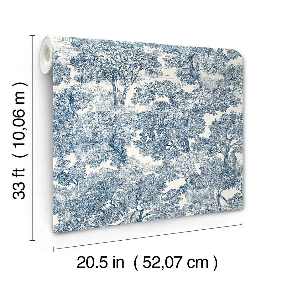 Brewster Home Fashions Spinney Blue Toile Wallpaper - SKU 4134-72559