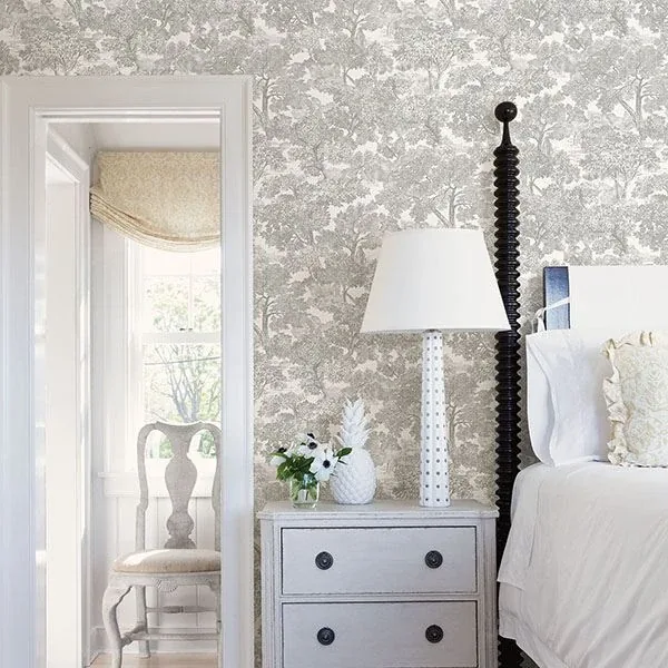 Brewster Home Fashions Spinney Grey Toile Wallpaper | Wallpaper Twins Brewster Home Fashions Spinney Grey Toile Wallpaper - SKU 3115-12541