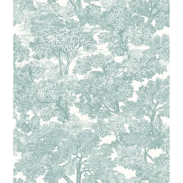 3115-12545 | Spinney Teal Toile Wallpaper