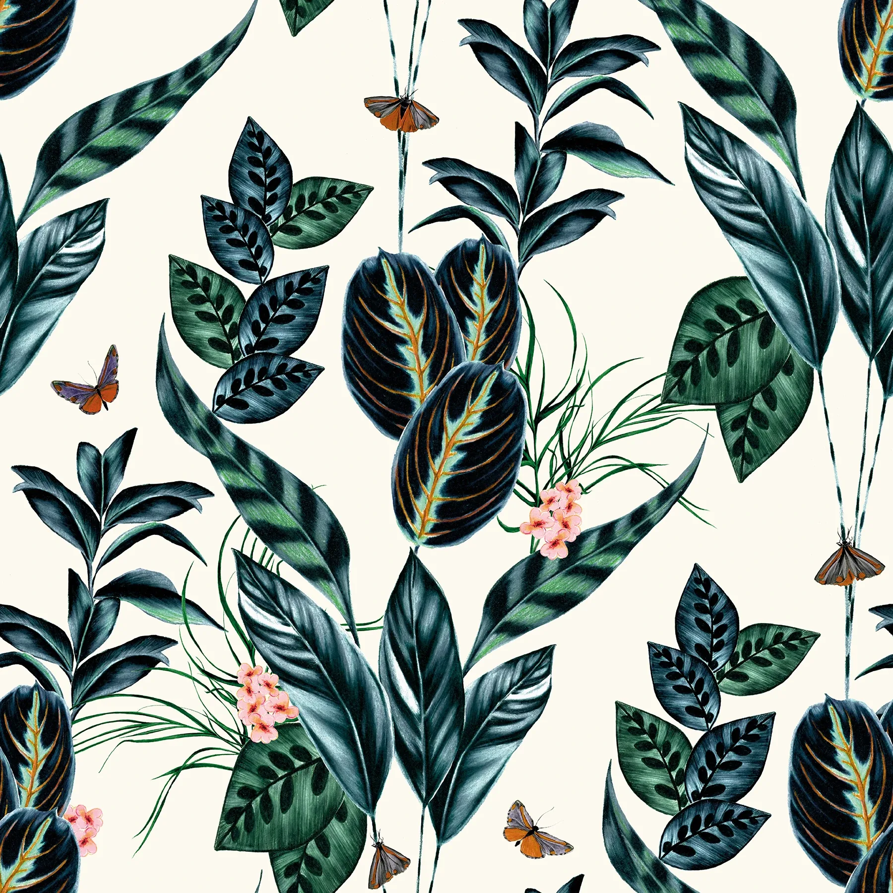 WLD53122W | Spirit Indigo Tropical Foliage Wallpaper