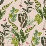 Brewster Home Fashions Spirit Light Pink Tropical Foliage Wallpaper | Wallpaper Twins Brewster Home Fashions Spirit Light Pink Tropical Foliage Wallpaper - SKU WLD53121W