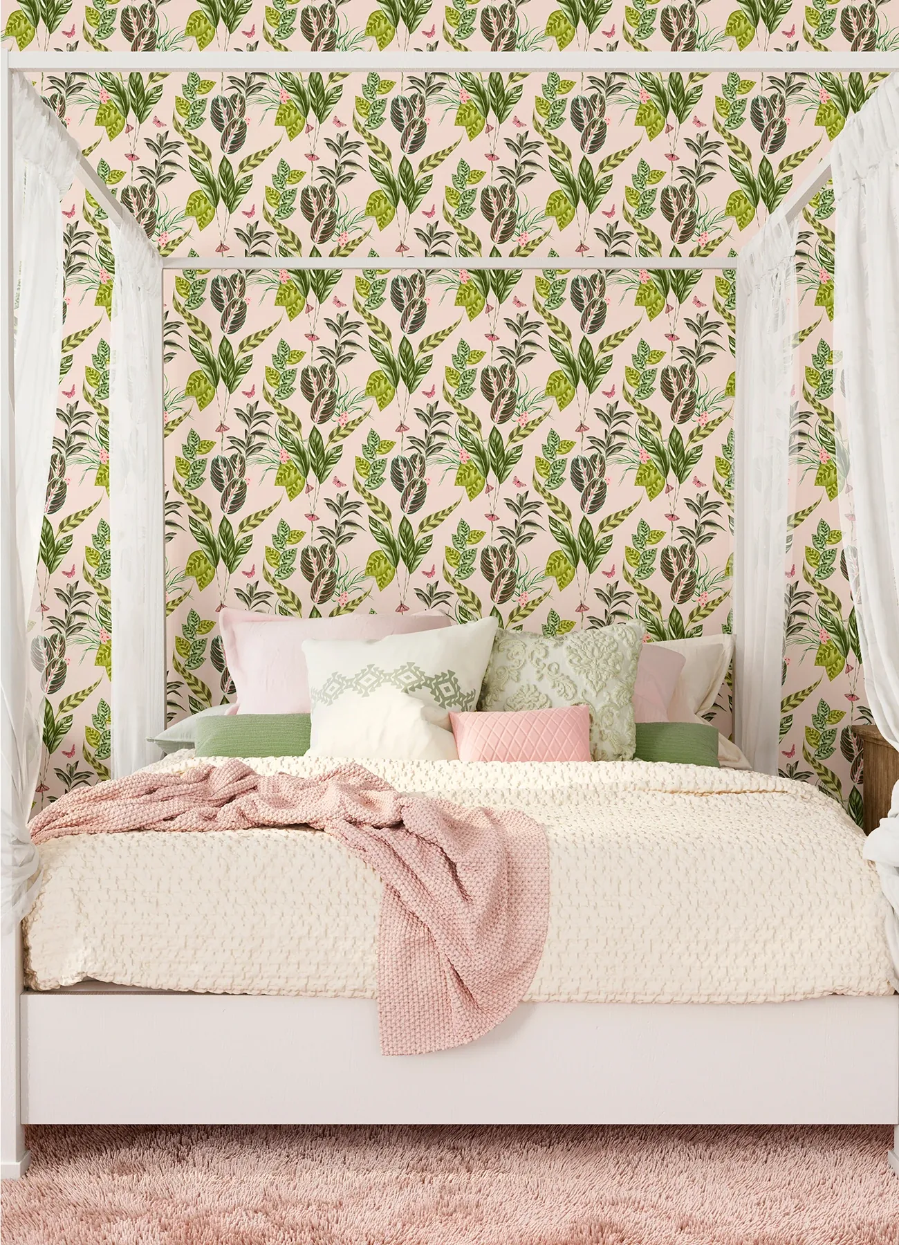 Brewster Home Fashions Spirit Light Pink Tropical Foliage Wallpaper | Wallpaper Twins Brewster Home Fashions Spirit Light Pink Tropical Foliage Wallpaper - SKU WLD53121W