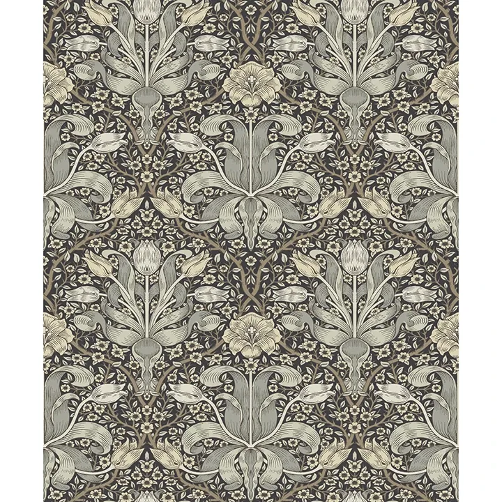 4171-82068 | Spring Thicket Blue Tulip Damask Wallpaper