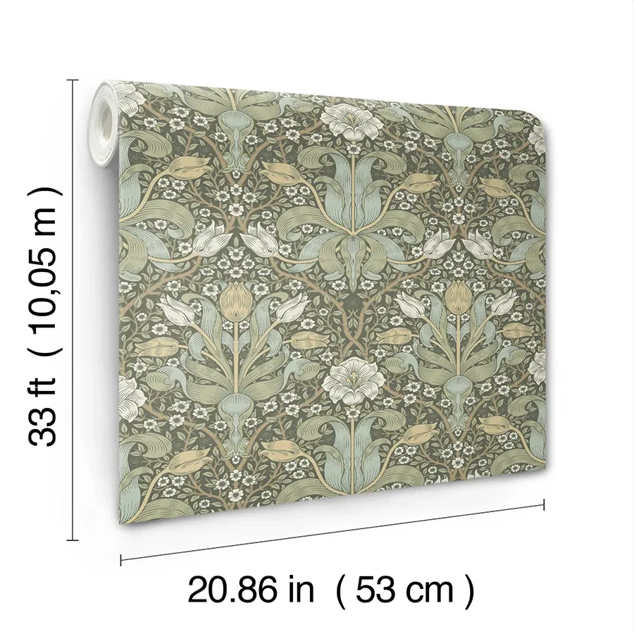 Brewster Home Fashions Spring Thicket Green Tulip Damask Wallpaper | Wallpaper Twins Brewster Home Fashions Spring Thicket Green Tulip Damask Wallpaper - SKU 4171-82067