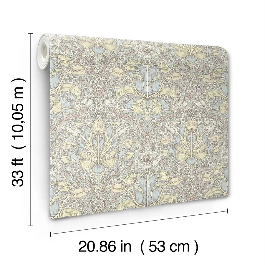 Brewster Home Fashions Spring Thicket Light Blue Tulip Damask Wallpaper - SKU 4171-82066