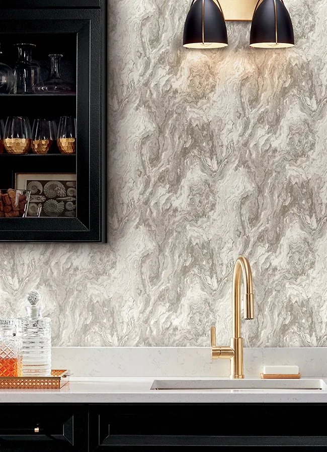 Brewster Home Fashions Star Taupe Marble Wallpaper - SKU 4168-15529