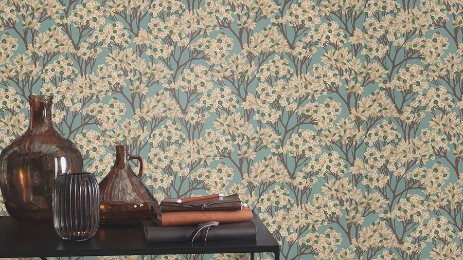 Brewster Home Fashions Stickley Sky Blue Tree Wallpaper - SKU RH580013