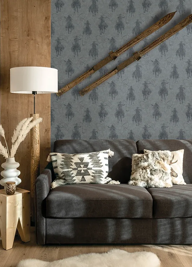 Brewster Home Fashions Stockman Silhouette Blue Wallpaper | Wallpaper Twins Brewster Home Fashions Stockman Silhouette Blue Wallpaper - SKU 4142-72637