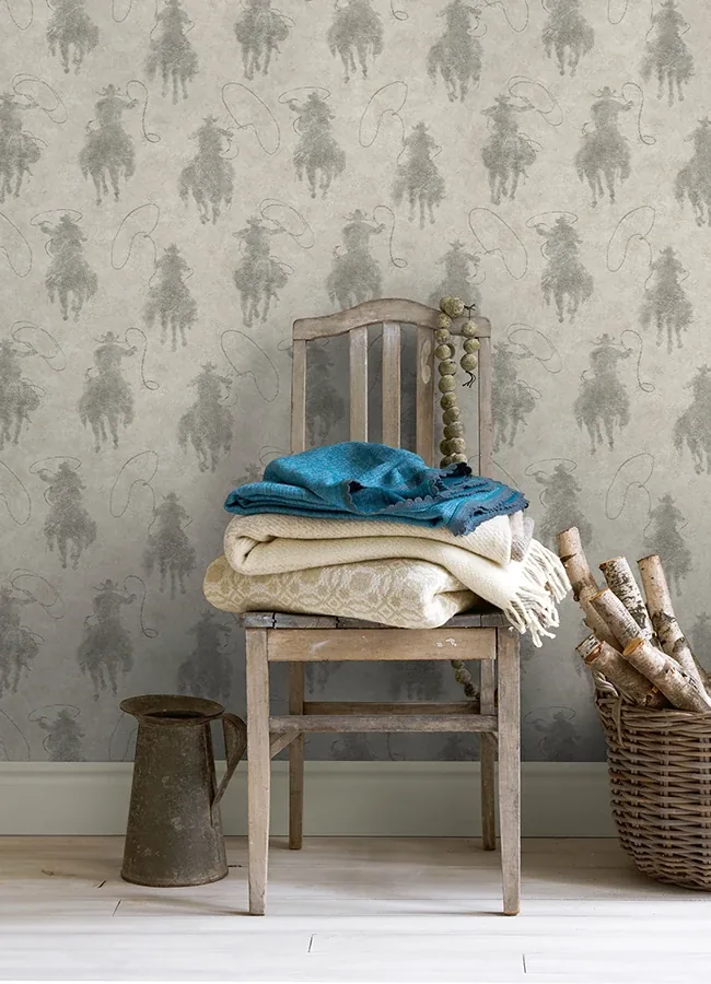 Brewster Home Fashions Stockman Silhouette Grey Wallpaper | Wallpaper Twins Brewster Home Fashions Stockman Silhouette Grey Wallpaper - SKU 4142-72639