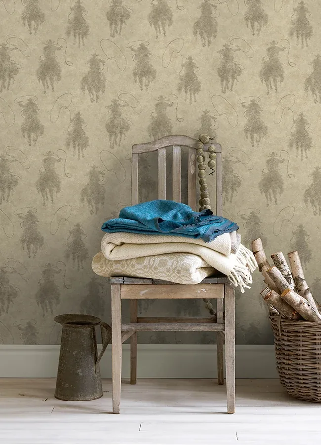 Brewster Home Fashions Stockman Silhouette Khaki Wallpaper - SKU 4142-72640