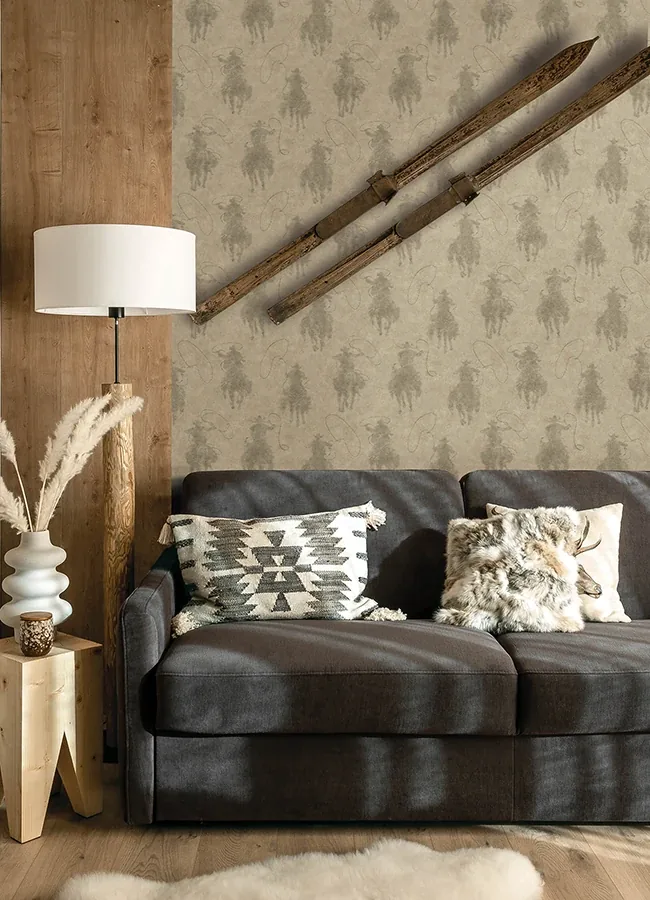 Brewster Home Fashions Stockman Silhouette Khaki Wallpaper - SKU 4142-72640