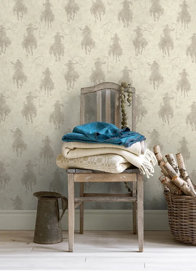 Brewster Home Fashions Stockman Silhouette Light Grey Wallpaper | Wallpaper Twins Brewster Home Fashions Stockman Silhouette Light Grey Wallpaper - SKU 4142-72638