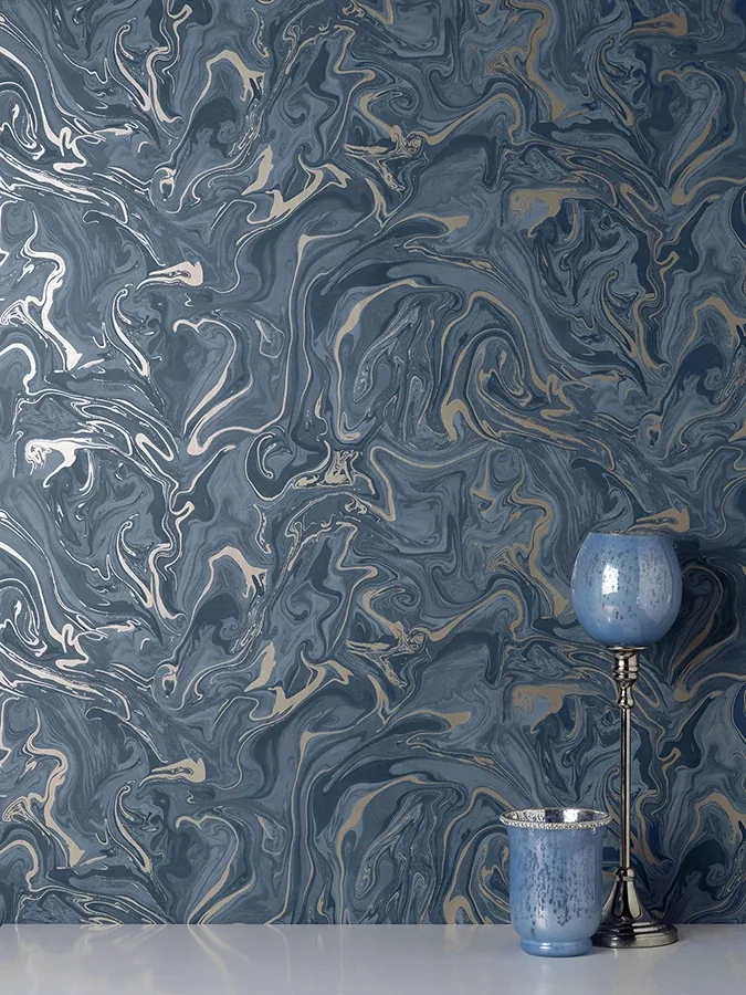 Brewster Home Fashions Suave Navy Marble Wallpaper - SKU FD43055