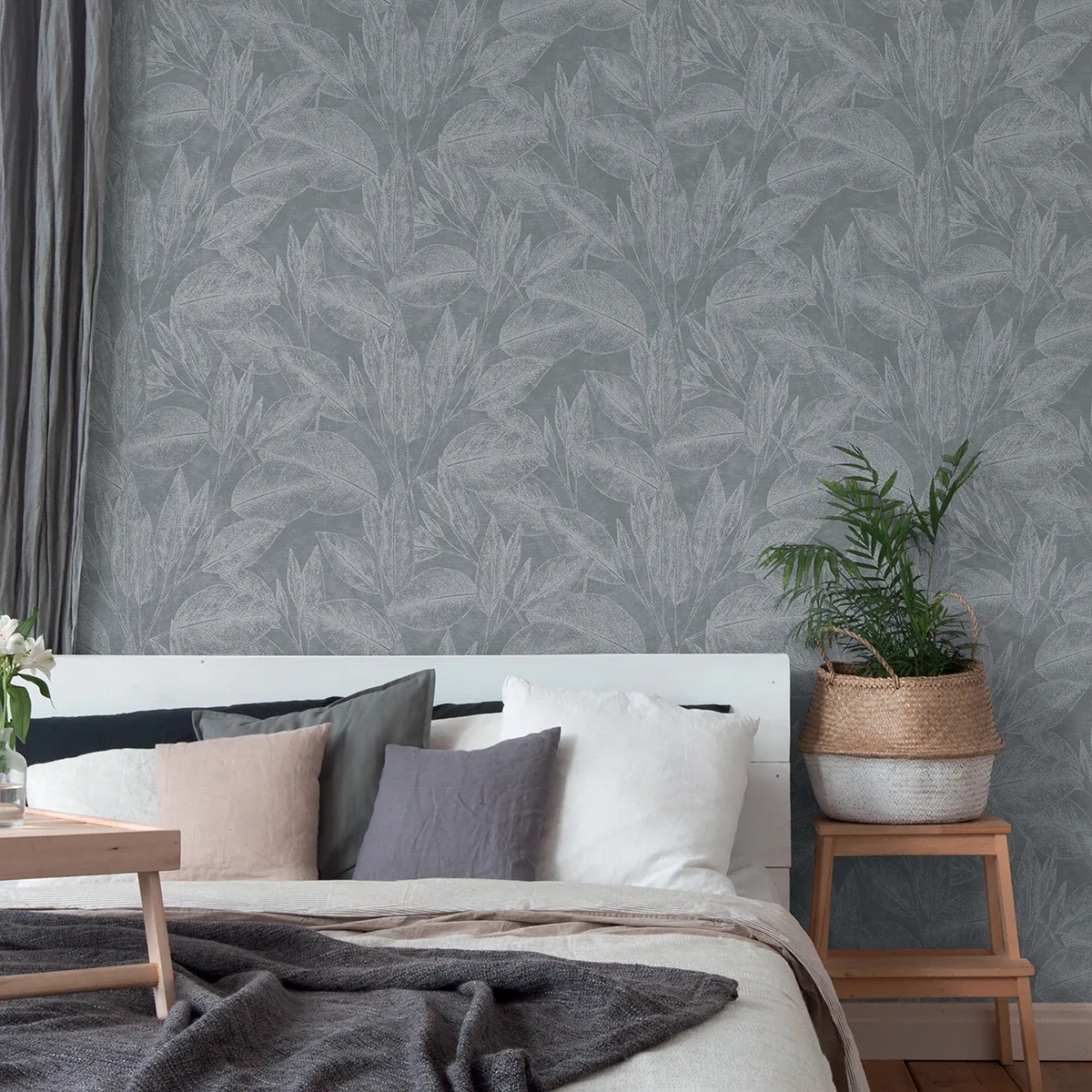 Brewster Home Fashions Suki Grey Leaves Wallpaper | Wallpaper Twins Brewster Home Fashions Suki Grey Leaves Wallpaper - SKU 4035-37836-4