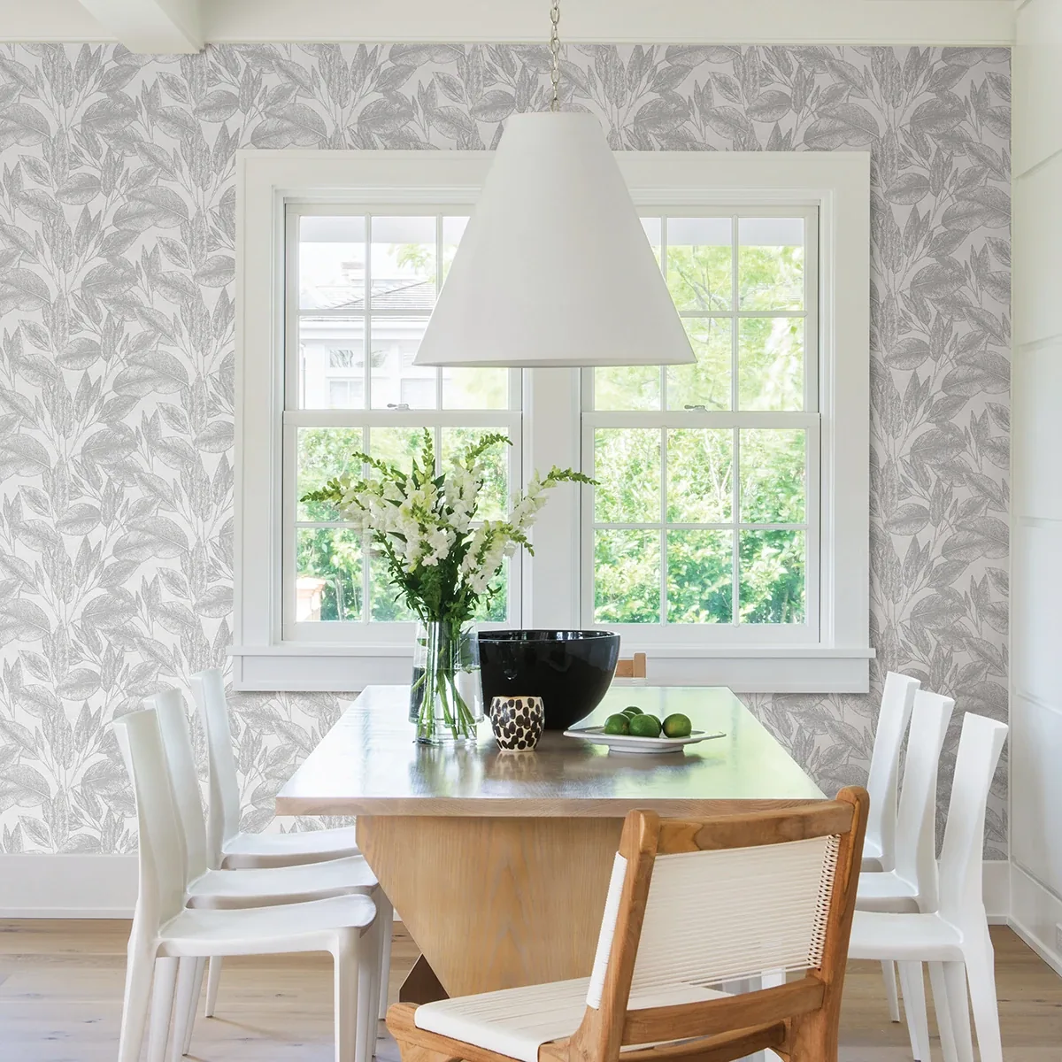 Brewster Home Fashions Suki Silver Leaves Wallpaper - SKU 4035-37836-2