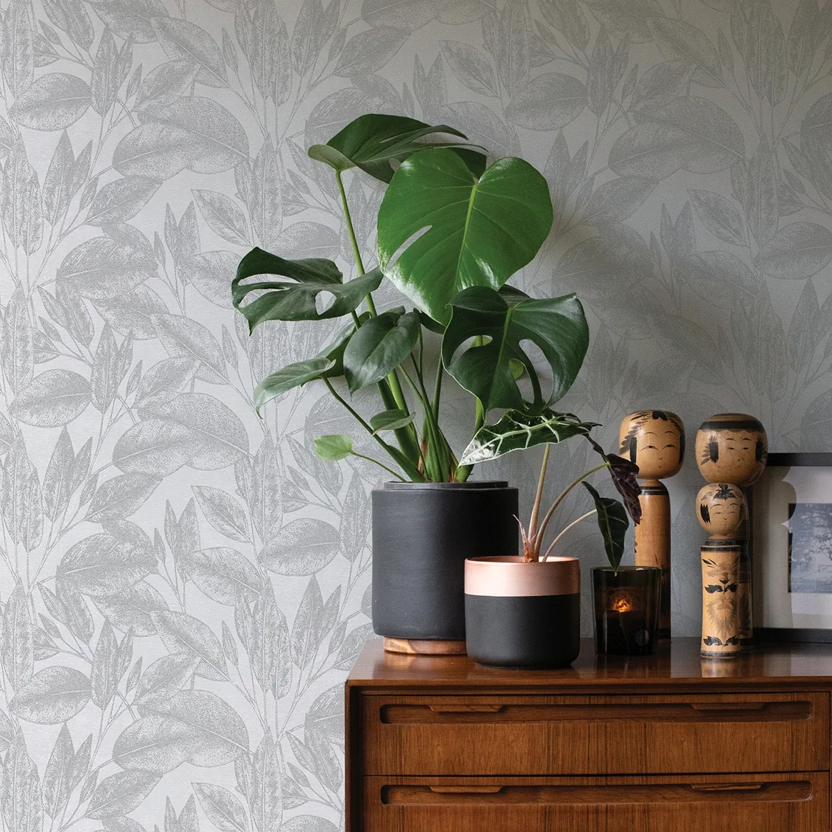 Brewster Home Fashions Suki Silver Leaves Wallpaper - SKU 4035-37836-2