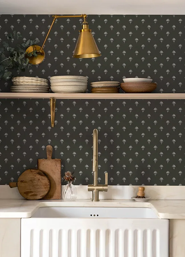 Brewster Home Fashions Surdiva Black Floral Fan Wallpaper - SKU 4148-27462