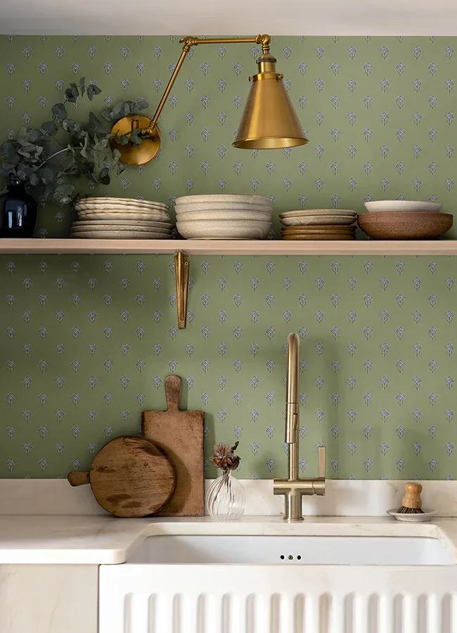 Brewster Home Fashions Surdiva Green Floral Fan Wallpaper | Wallpaper Twins Brewster Home Fashions Surdiva Green Floral Fan Wallpaper - SKU 4148-27459