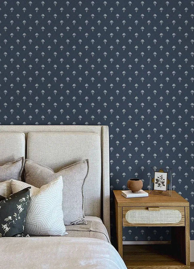 Brewster Home Fashions Surdiva Indigo Floral Fan Wallpaper | Wallpaper Twins Brewster Home Fashions Surdiva Indigo Floral Fan Wallpaper - SKU 4148-27461