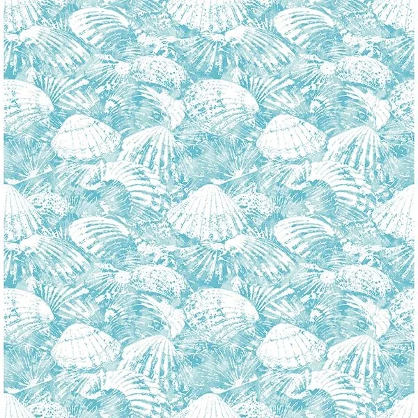 Brewster Home Fashions Surfside Aqua Shells Wallpaper - SKU 2904-25688