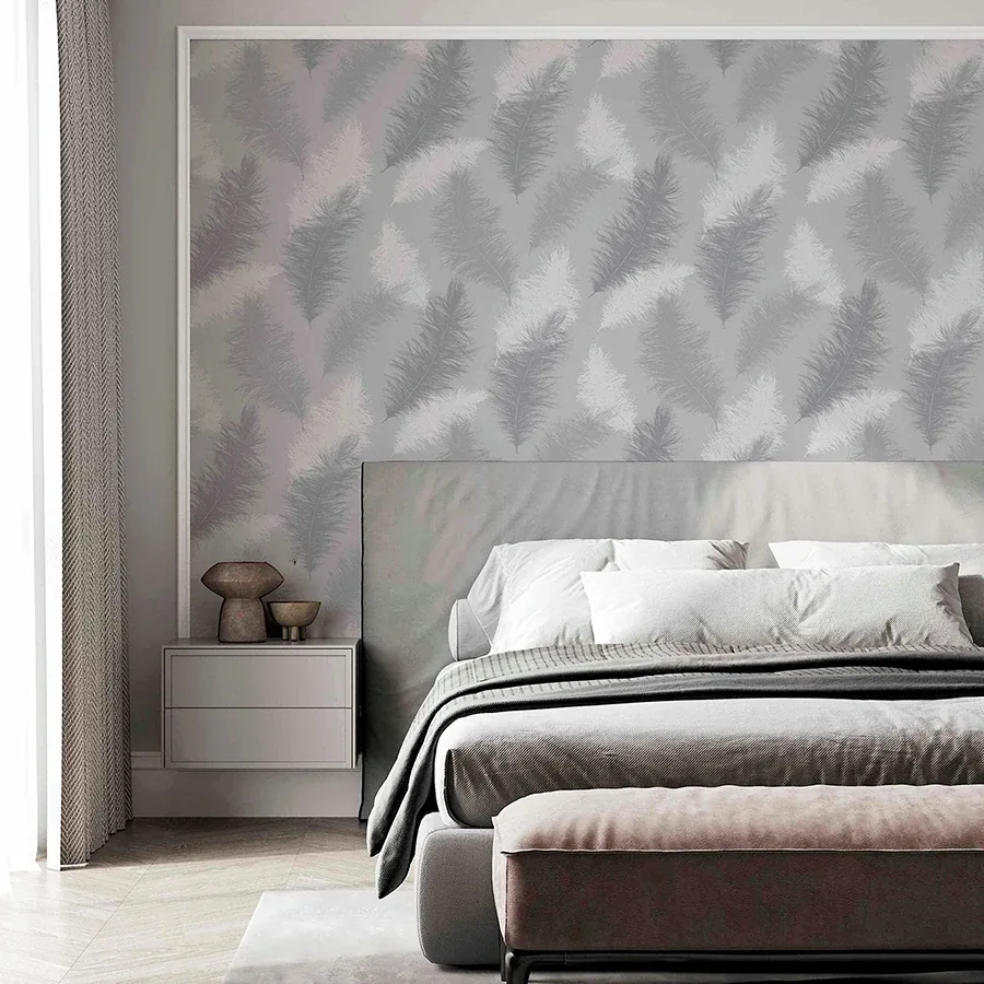 Brewster Home Fashions Sussurro Grey Feathers Wallpaper - SKU AH901705