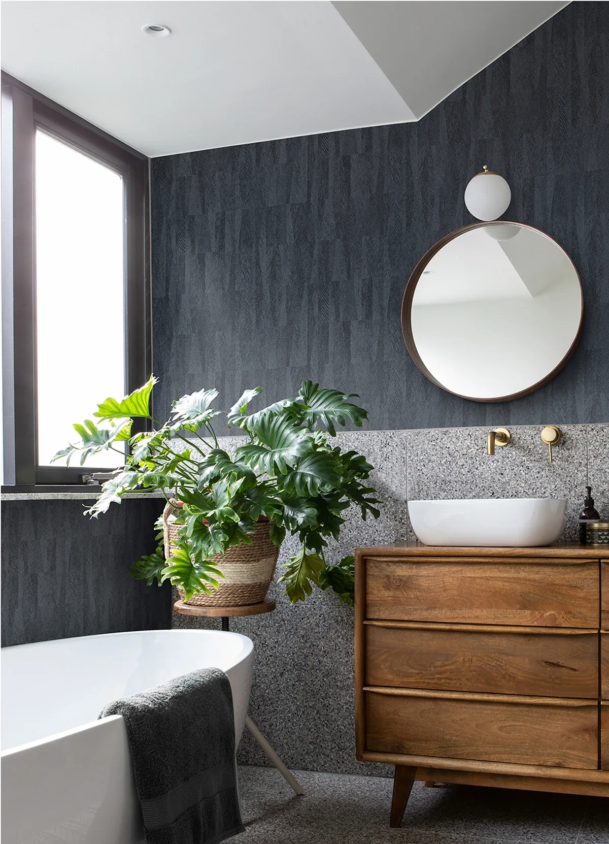 Brewster Home Fashions Sutton Charcoal Textured Geometric Wallpaper | Wallpaper Twins Brewster Home Fashions Sutton Charcoal Textured Geometric Wallpaper - SKU 4041-418927