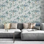 Brewster Home Fashions Suzume Teal Birds and Blooms Wallpaper - SKU AH924500