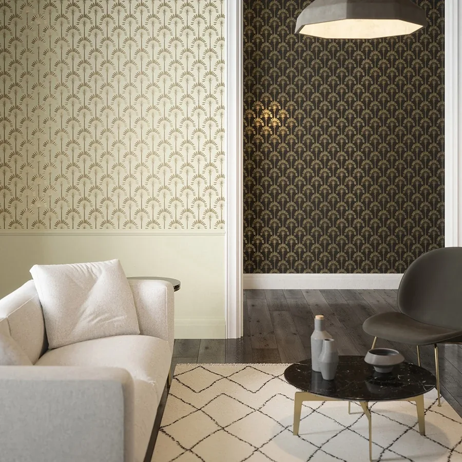 Brewster Home Fashions Sylvia Gold Palm Palace Wallpaper - SKU AH921701