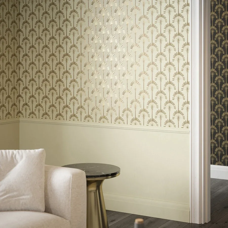 Brewster Home Fashions Sylvia Gold Palm Palace Wallpaper - SKU AH921701