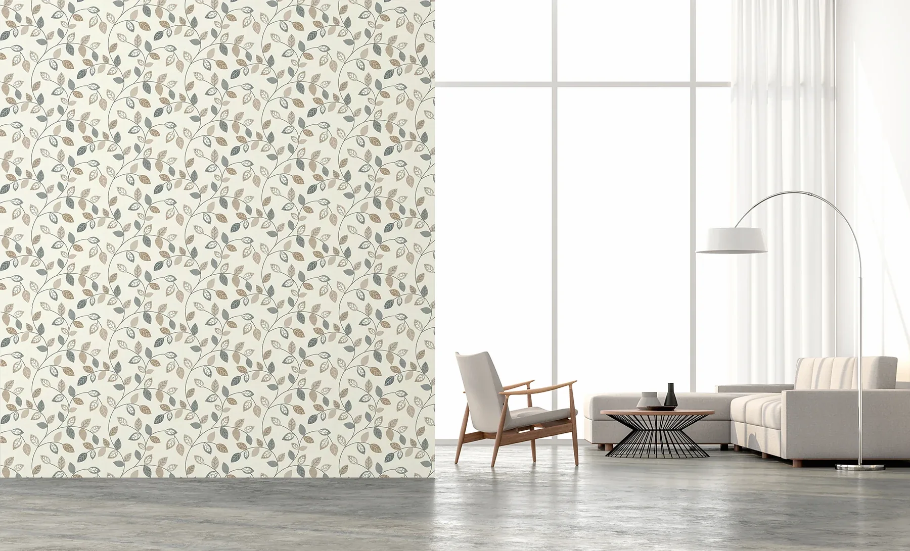Brewster Home Fashions Sylvie Neutral Leaf Trail Wallpaper | Wallpaper Twins Brewster Home Fashions Sylvie Neutral Leaf Trail Wallpaper - SKU AH925405