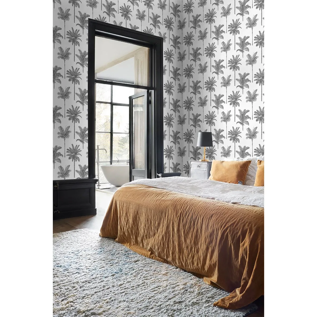 Brewster Home Fashions Taj Charcoal Palm Trees Wallpaper - SKU DD139162