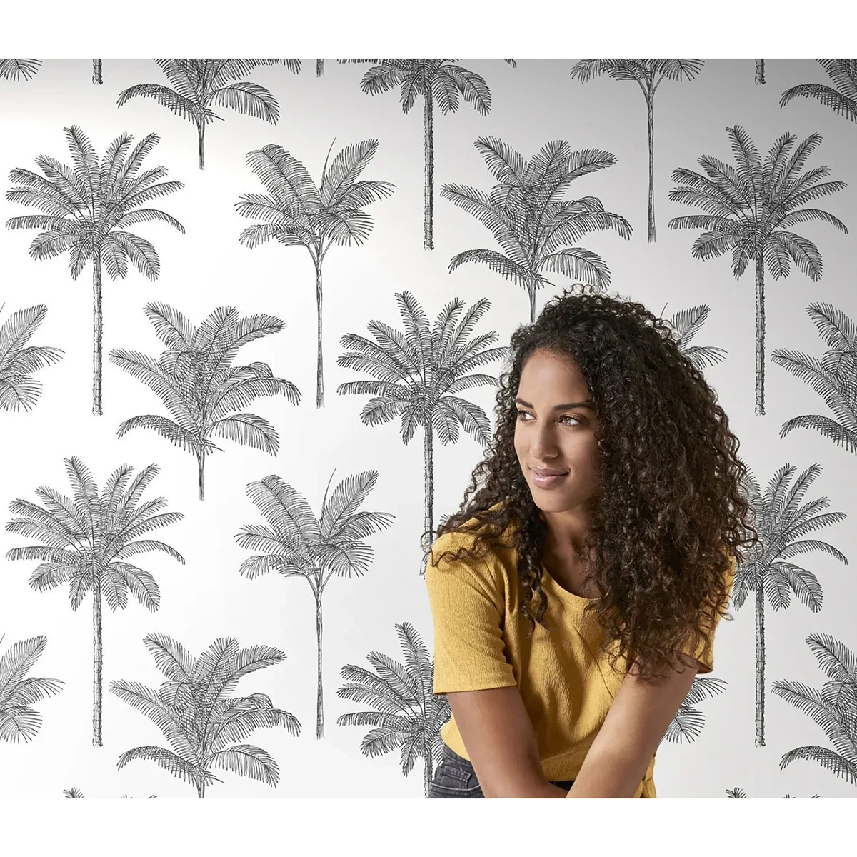 Brewster Home Fashions Taj Charcoal Palm Trees Wallpaper - SKU DD139162
